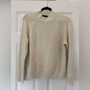 Ann Taylor ivory mock neck sweater with gold sequins size M